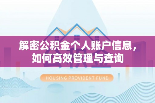 金平解密公积金个人账户信息，如何高效管理与查询